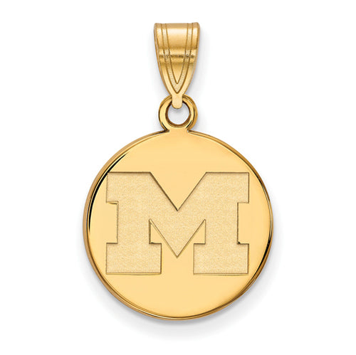 SS w/GP University of Michigan Medium Disc Pendant