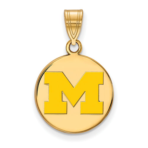 SS w/GP University of Michigan Medium Enamel Disc Pendant