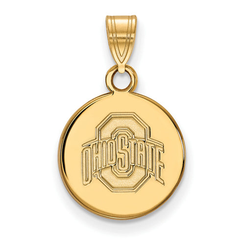 SS w/GP Ohio State U Small Buckeyes Logo Disc Pendant