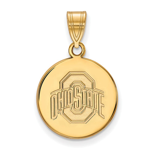 SS w/GP Ohio State U Medium Buckeyes Logo Disc Pendant