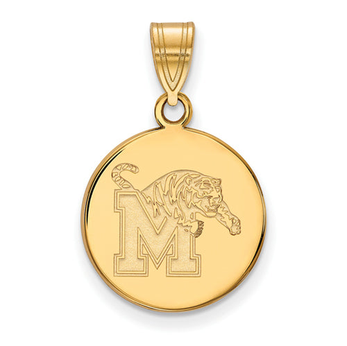 SS w/GP University of Memphis Medium Disc Pendant