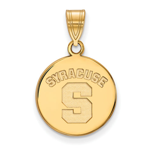 SS w/GP Syracuse University Medium Disc Pendant