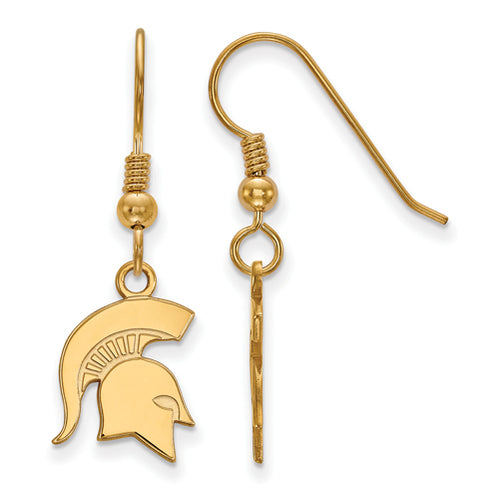 SS w/GP Michigan State University Small Dangle Spartan Earrings