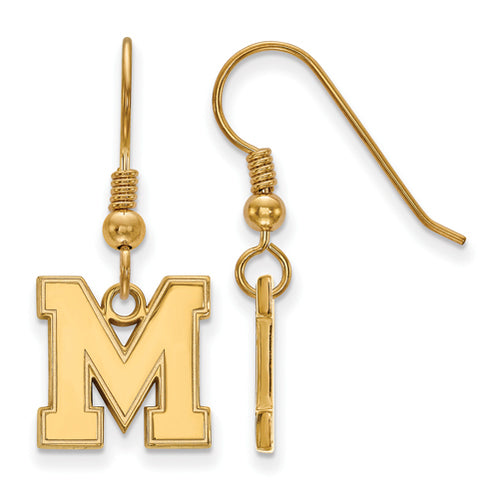 SS w/GP Univeristy of Memphis Small Dangle Earrings