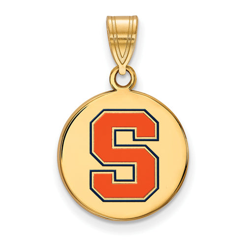 SS w/GP Syracuse University Medium Enamel Disc Pendant