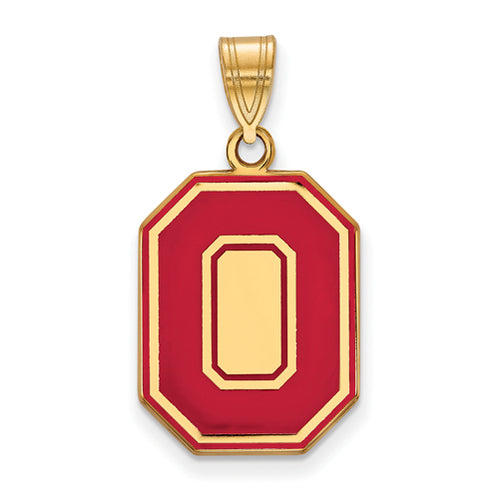 SS w/GP Ohio State U Large Enamel Athletic "O" Pendant