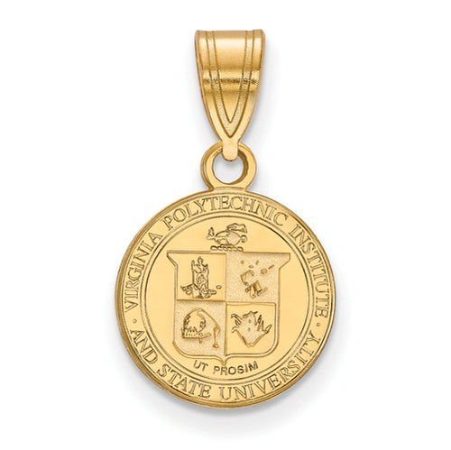 SS w/GP Virginia Tech Small Crest Pendant