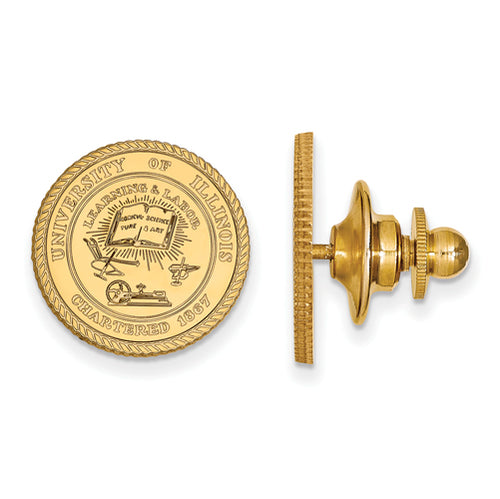 SS w/GP University of Illinois Crest Lapel Pin