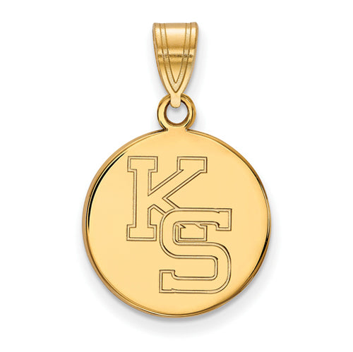 SS w/GP Kansas State University Medium Disc Pendant