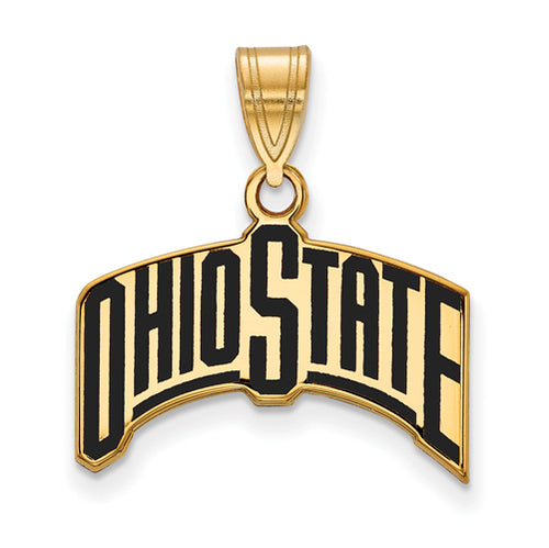 SS w/GP Ohio State U Large Enamel "OHIO STATE" Pendant