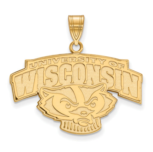 SS w/GP University of Wisconsin Large Alt "WISCONSIN" Badger Pendant