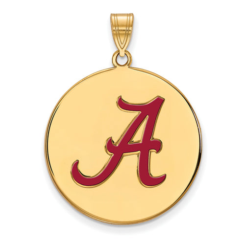 SS w/GP University of Alabama Letter A XL Enameled Disc Pendant