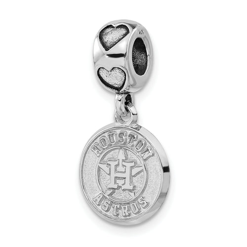 Sterling Silver MLB LogoArt Houston Astros Charm Dangle Heart Bead