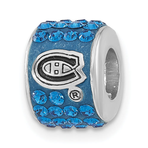 Sterling Silver NHL Montreal Canadiens Polished Blue Crystal Bead Charm