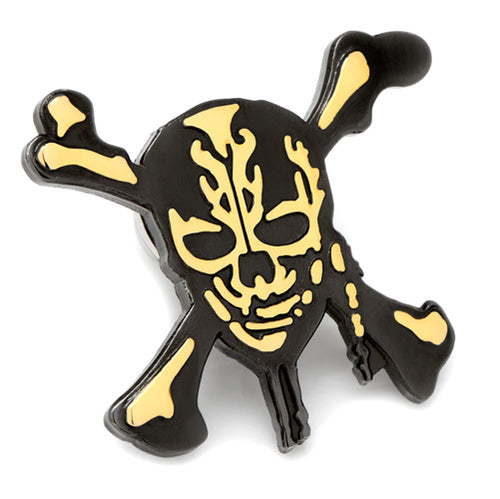 Black and Gold Skull and Crossbones Lapel Pin