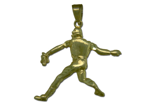 Baseball Pitcher 14 kt Gold Medium Pendant