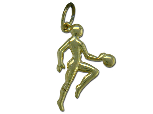 Basketball Player Dribbling 14 kt Gold Pendant