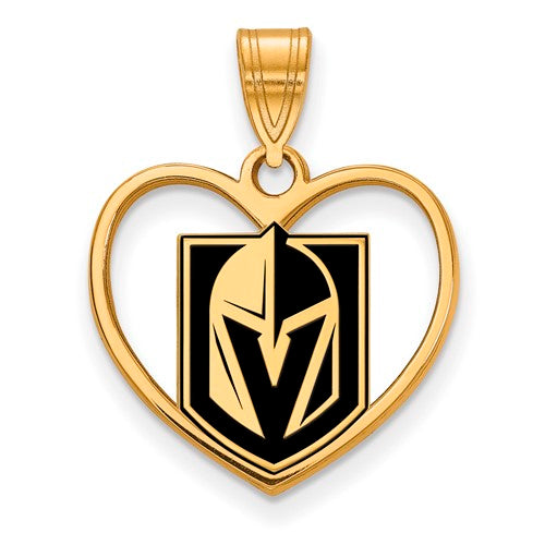 GP Sterling Silver Vegas Golden Knights Pendant in Heart w/epoxy