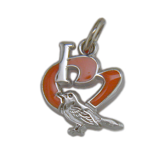 Baltimore Orioles I Heart Logo with enamel Pendant