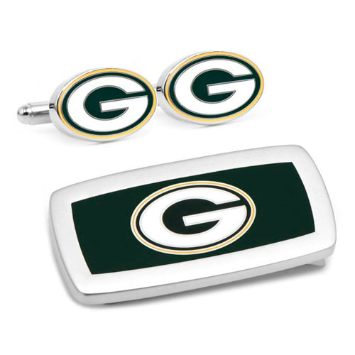 Green Bay Packers Cufflinks and Cushion Money Clip Gift Set