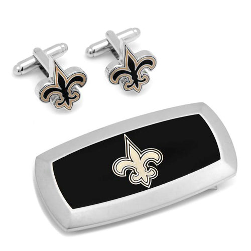 New Orleans Saints Cufflinks and Cushion Money Clip Gift Set