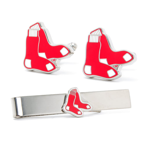 Boston Red Sox Cufflinks and Tie Bar Gift Set