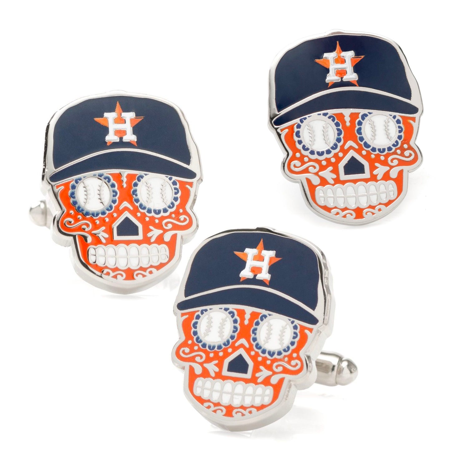 Cufflinks, Inc Houston Astros Sugar Skull Lapel Pin Orange