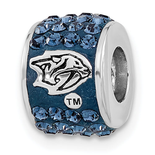 Sterling Silver NHL Nashville Predators Polished Blue Crystal Bead Charm