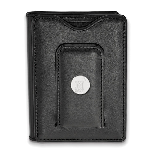 SS Navy Black Leather Money Clip Wallet