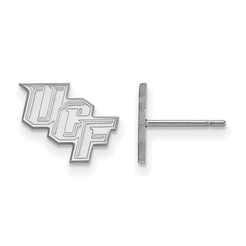 10k White Gold LogoArt University of Central Florida U-C-F Extra Small Post Earrings