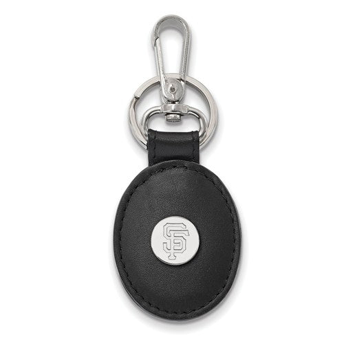 SS MLB  San Francisco Giants Black Leather Oval Key Chain