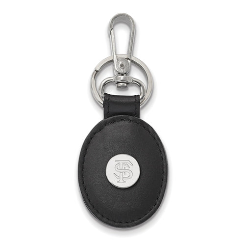 SS Florida State University Black Leather Oval Key Chain