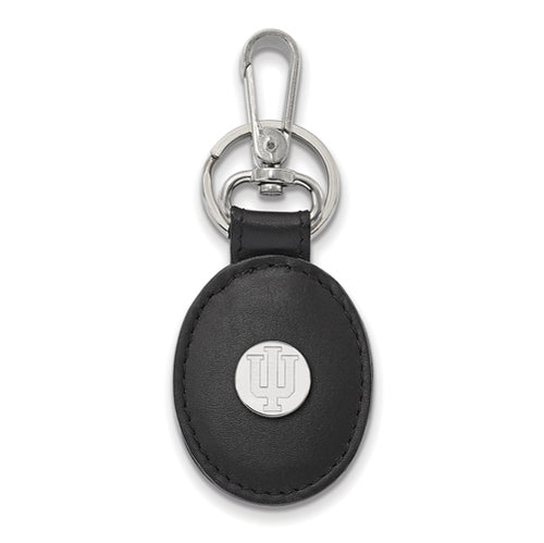 SS Indiana University Black Leather Oval Key Chain