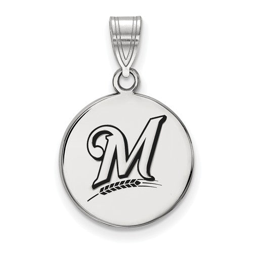 SS MLB  Milwaukee Brewers Medium Enamel Disc Logo Pendant