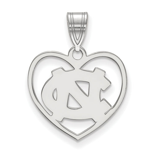 SS University of North Carolina NC Logo Pendant in Heart