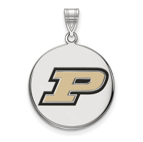 SS Purdue Large Enamel Letter P Disc Pendant