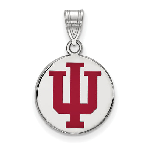 SS Indiana University Medium Enamel Disc Pendant