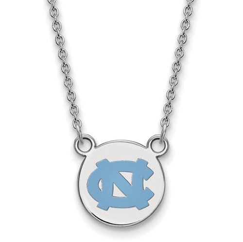 SS U of North Carolina Sm Enamel NC Logo Disc w/Necklace