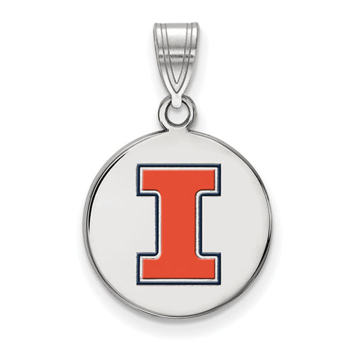 SS University of Illinois Medium Enamel Disc Pendant