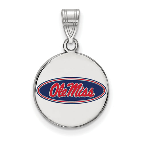 SS U of Miss Medium Enamel Disc Pendant