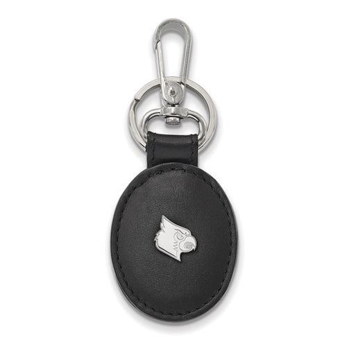 SS University of Louisville Black Leather Oval Key Chain