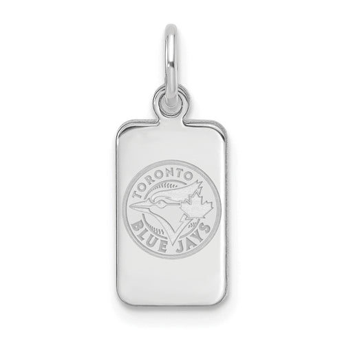 Sterling Silver Rhod-pl MLB LogoArt Toronto Blue Jays Tag Pendant