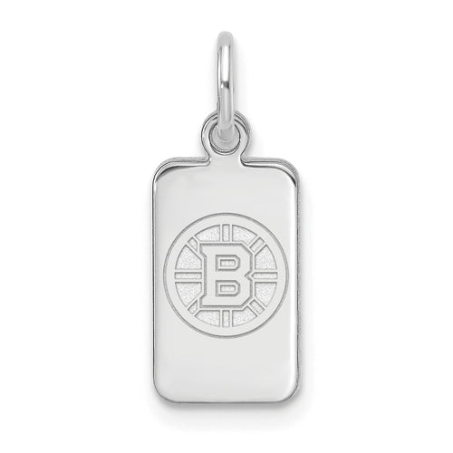 Sterling Silver Rhod-pl NHL LogoArt Boston Bruins Tag Pendant