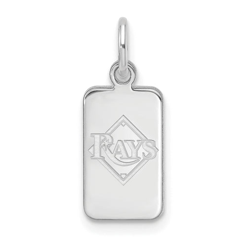 Sterling Silver Rhod-pl MLB LogoArt Tampa Bay Rays Tag Pendant