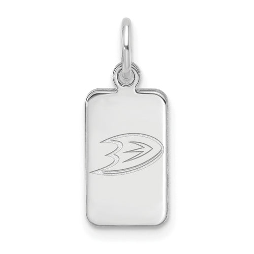 Sterling Silver Rhod-pl NHL LogoArt Anaheim Ducks Tag Pendant