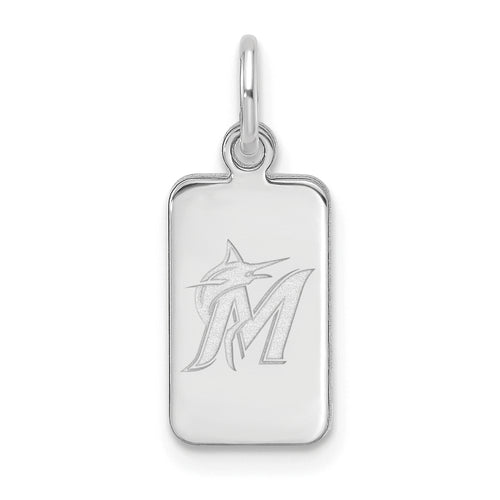 Sterling Silver Rhod-pl MLB LogoArt Miami Marlins Tag Pendant