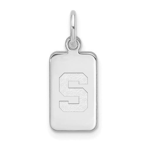 Sterling Silver Rhod-pl LogoArt Michigan State University Tag Pendant