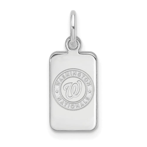 Sterling Silver Rhod-pl MLB LogoArt Washington Nationals Tag Pendant