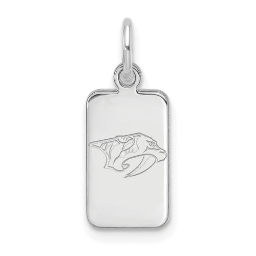 Sterling Silver Rhod-pl NHL LogoArt Nashville Predators Tag Pendant