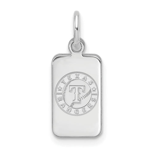 Sterling Silver Rhod-pl MLB LogoArt Texas Rangers Tag Pendant